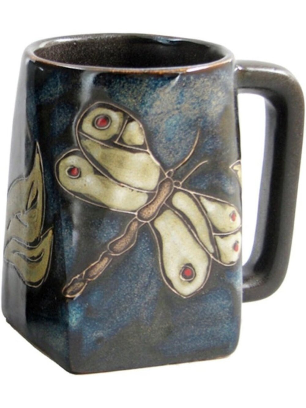 Collectible 12oz Stoneware Coffee/Tea Mug - Square Bottom, Dragonfly Design